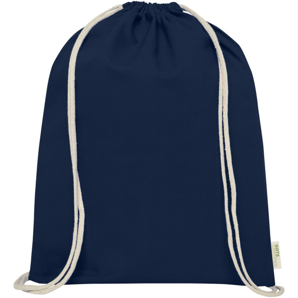 Orissa 100 g/m² GOTS organic cotton drawstring backpack 5L - Navy