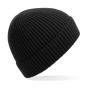 Engineered Knit Ribbed Beanie - Black - One Size