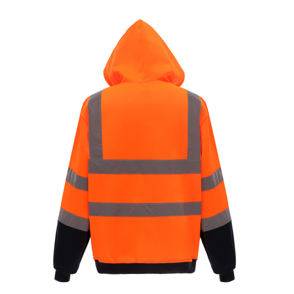 Full Zip Hooded Sweatshirt Orange / Navy L