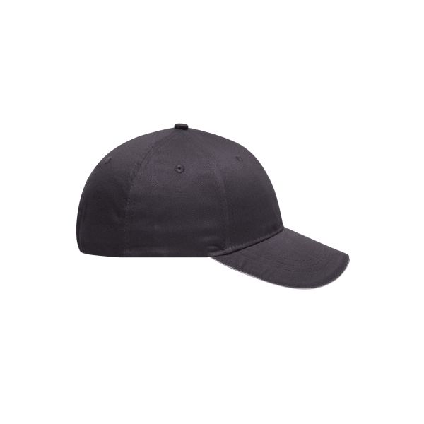 MB6212 6 Panel Brushed Sandwich Cap - carbon/light-grey - one size