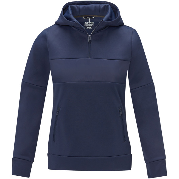 Sayan women's half zip anorak hooded sweater - Navy - XXL