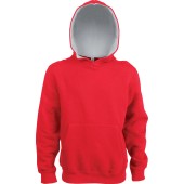 Kinder hooded sweater met gecontrasteerde capuchon Red / White 8/10 jaar