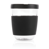 Ukiyo borosilicaat glas met siliconen deksel en sleeve, zwart