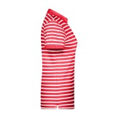 8029 Ladies' Polo Striped rood/wit XS