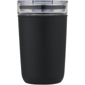 Bello 420 ml glazen beker met buitenwand van gerecycled plastic - Zwart