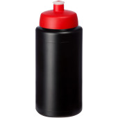 Baseline® Plus grip 500 ml sportfles met sportdeksel - Zwart/Rood