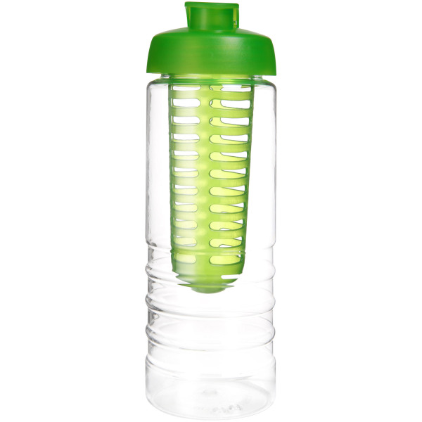 H2O Active® Treble 750 ml flip lid bottle & infuser - Transparent/Lime