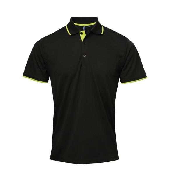 Contrast Coolchecker® Piqué Polo Shirt, Black/Lime Green, XXL, Premier