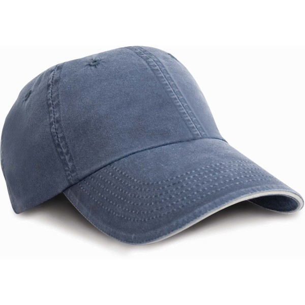 Washed Fine Line Cotton Cap with Sandwich Peak