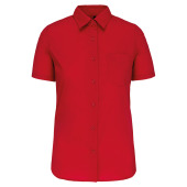 Overhemd in onderhoudsvriendelijk polykatoen-popeline korte mouwen dames Classic Red XS