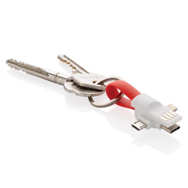 3-in-1 keychain cable, red