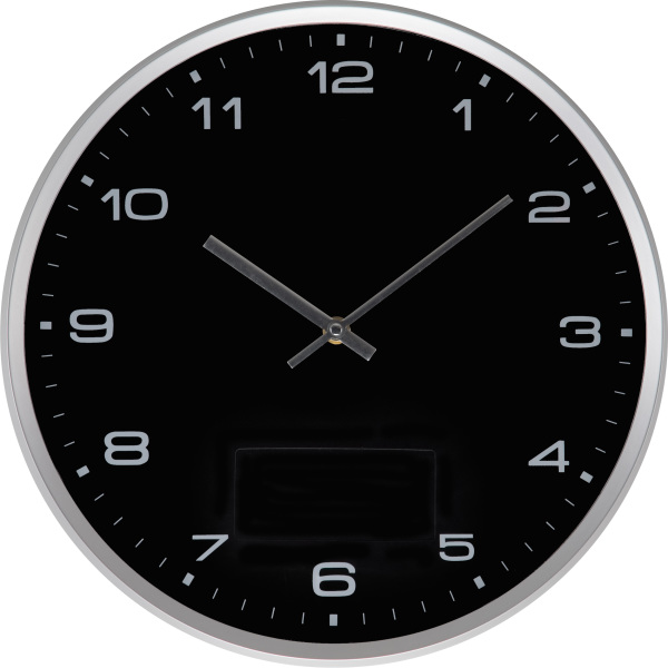 Wall clock with silver frame and click system