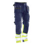 Jobman 2297 Hi-vis trousers cotton hp navy/geel D124
