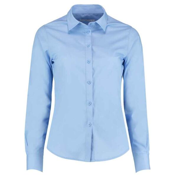 Ladies Long Sleeve Tailored Poplin Shirt, Light Blue, 10, Kustom Kit