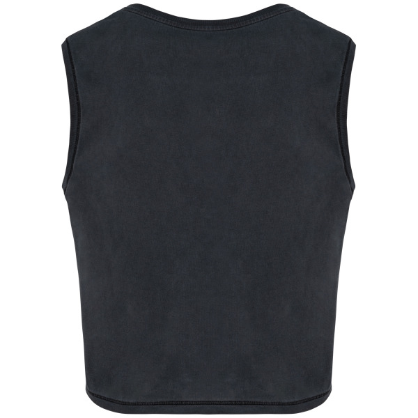 Dames T-shirt, kort en mouwloos - 165 gr/m2 Washed Coal Grey XS