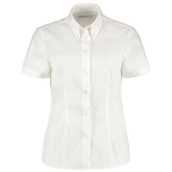 Ladies Premium Short Sleeve Tailored Oxford Shirt, White, 22, Kustom Kit
