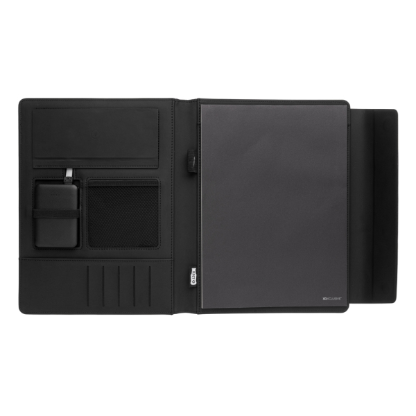 Fiko A4 portfolio met draadloos opladen& 5.000 mAh powerbank, zwart