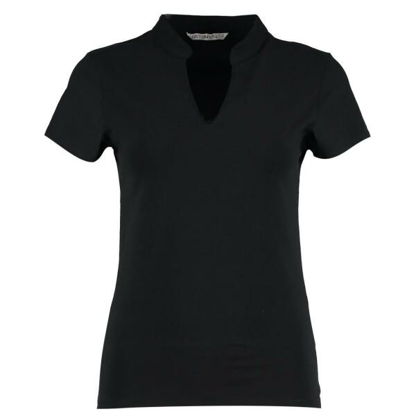 Ladies V Neck Corporate Top, Black, 12/14, Kustom Kit