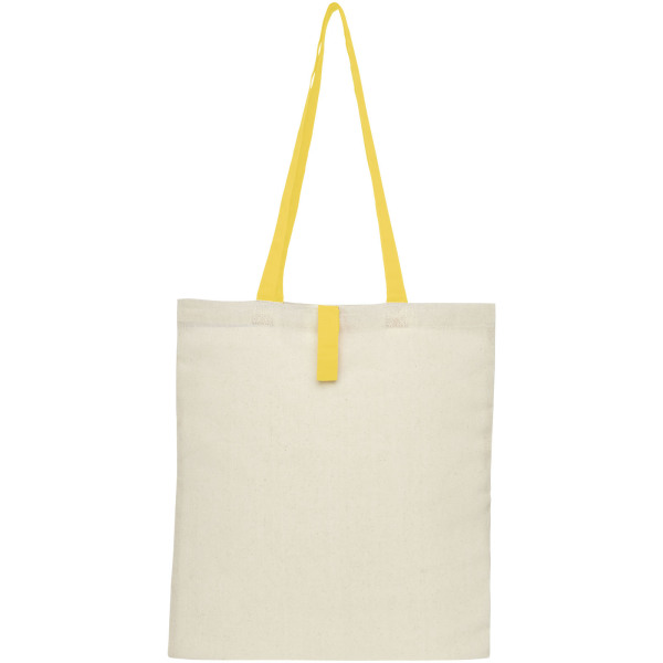 Nevada 100 g/m² cotton foldable tote bag 7L - Natural/Yellow