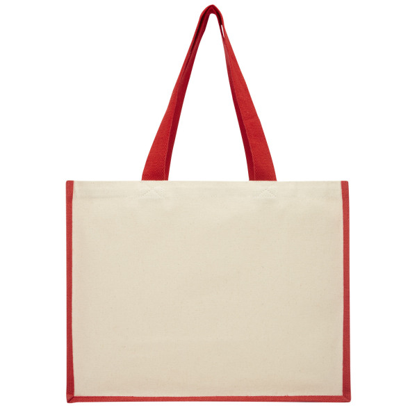 Varai 320 g/m² canvas and jute shopping tote bag 23L - Red