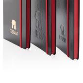 Deluxe hardcover A5 notitie-boek met gekleurde zijde, rood, zwart