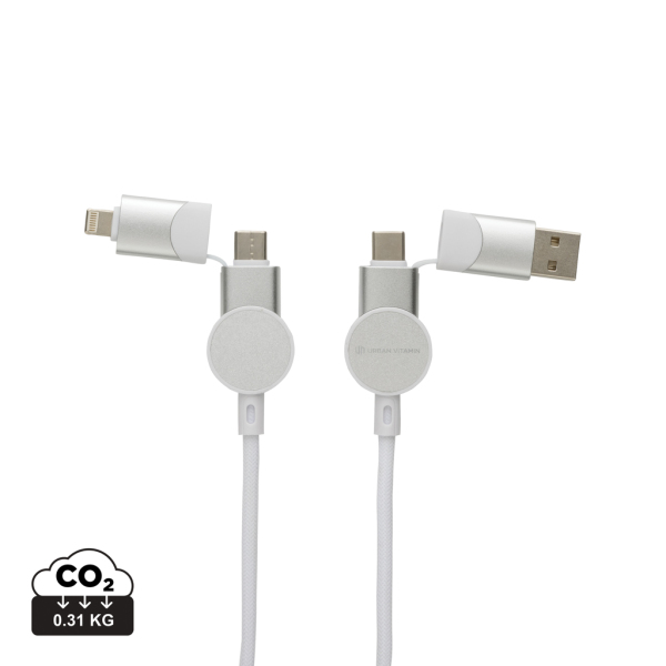 Oakland RCS recycled plastic 6-in-1 fast charging 45W cable, white