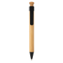 Bamboe pen met tarwestro clip, zwart