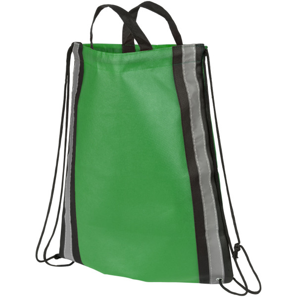 Reflective non-woven drawstring backpack 5L - Green