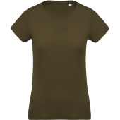Dames-t-shirt BIO-katoen ronde hals Mossy Green XS