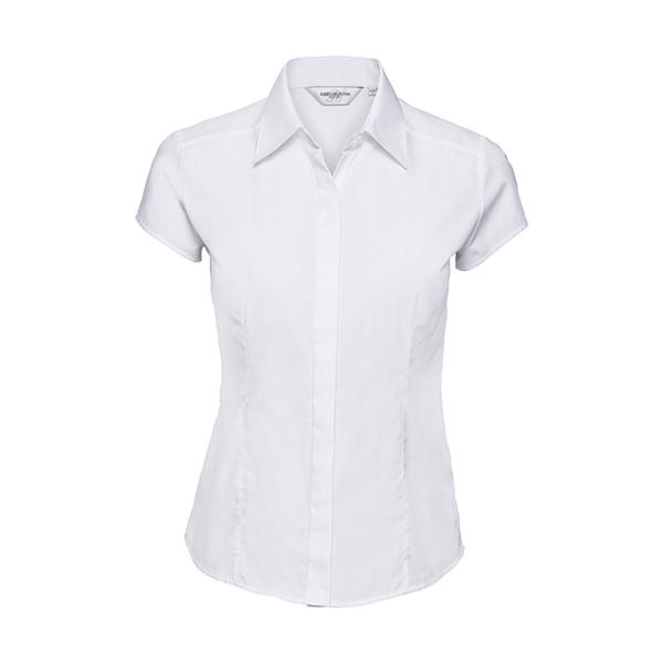 Ladies' Fitted Poplin Shirt - White - 4XL