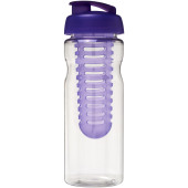H2O Active® Base 650 ml drikkeflaske med fliplåg & infuser - Transparent/Lilla