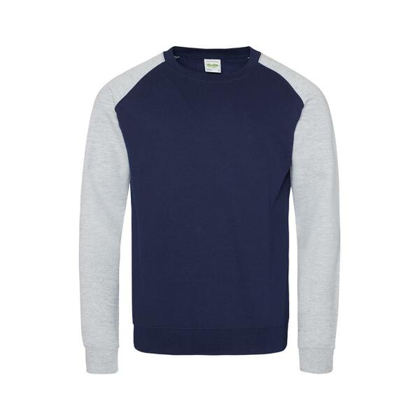 AWDis Baseball Sweatshirt, Oxford Navy/Heather Grey, L, Just Hoods