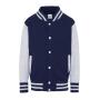 AWDis Kids Varsity Jacket, Oxford Navy/Heather Grey, 3-4, Just Hoods