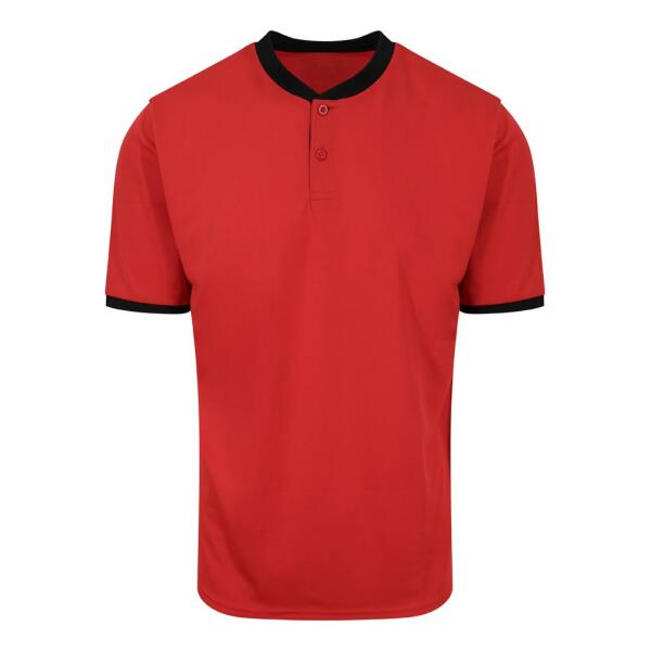 AWDis Cool Stand Collar Sports Polo Shirt, Fire Red/Jet Black, XXL, Just Cool