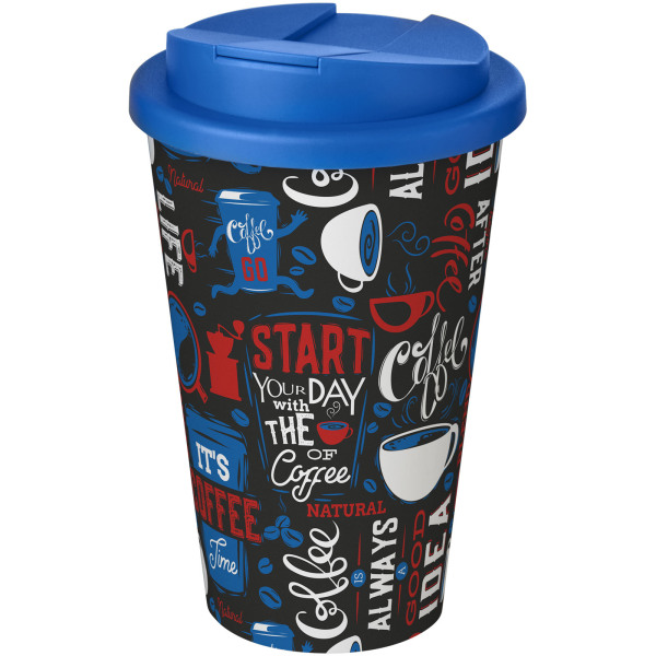 Brite-Americano® 350 ml tumbler with spill-proof lid - White/Mid blue