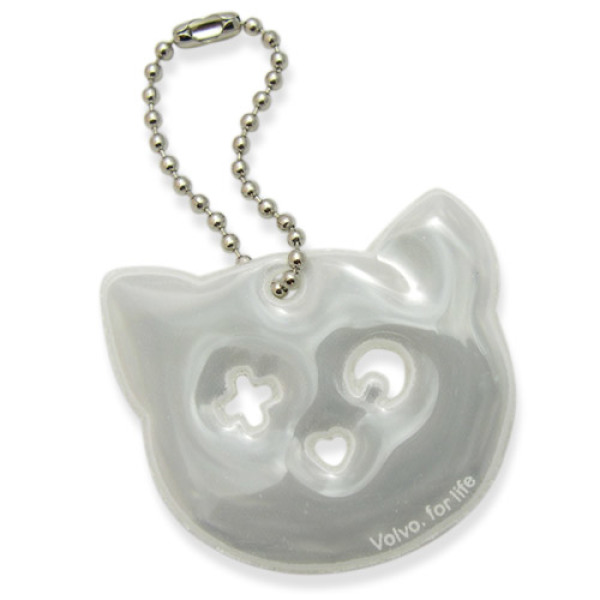 Cat Reflective PVC Label with Short Ball Chain