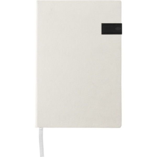 PU notitieboek met USB stick Lex wit