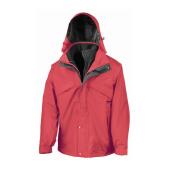 3-in-1 Waterproof Zip and Clip Fleece Lined Jacket, Red/Black, L, Result