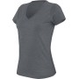 Dames-t-shirt V-hals korte mouwen polykatoen Dark Grey Heather S