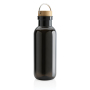 GRS RPET bottle with bamboo lid and handle, black