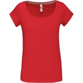 Dames-t-shirt korte mouwen met boothals Red 3XL