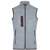 Men's Knitted Fleece Vest - light-grey-melange/red - M