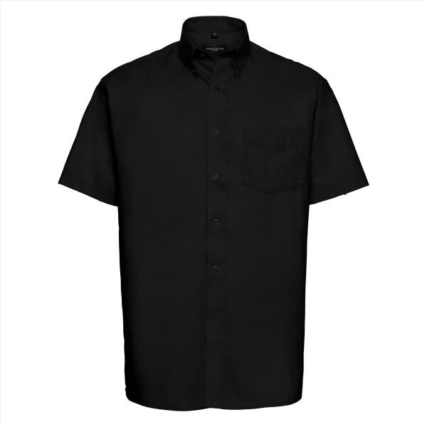 RUS Men Shortsleeve Classic Oxford Shirt, Black, 6XL