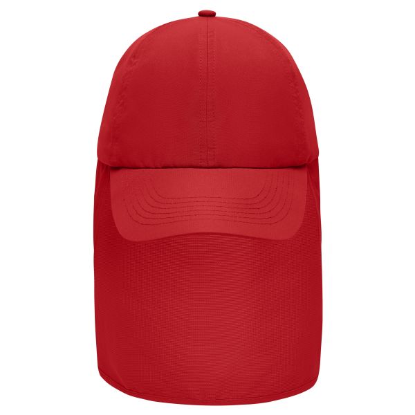 MB6243 6 Panel Cap with Neck Guard - red - one size