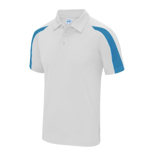 AWDis Cool Contrast Polo Shirt, Arctic White/Sapphire Blue, M, Just Cool