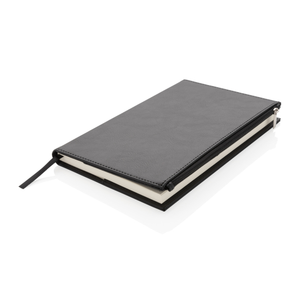 Swiss Peak A5 PU notitieboek met ritsvak, zwart