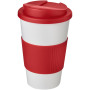 Americano® 350 ml tumbler with grip & spill-proof lid - White/Red