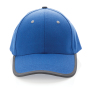 Impact AWARE™ 6 panel 280gr recycled katoen cap met bies, blauw