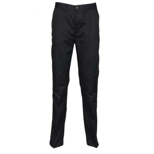 65/35 Flat Fronted Chino Trousers, Black, 44/U, Henbury