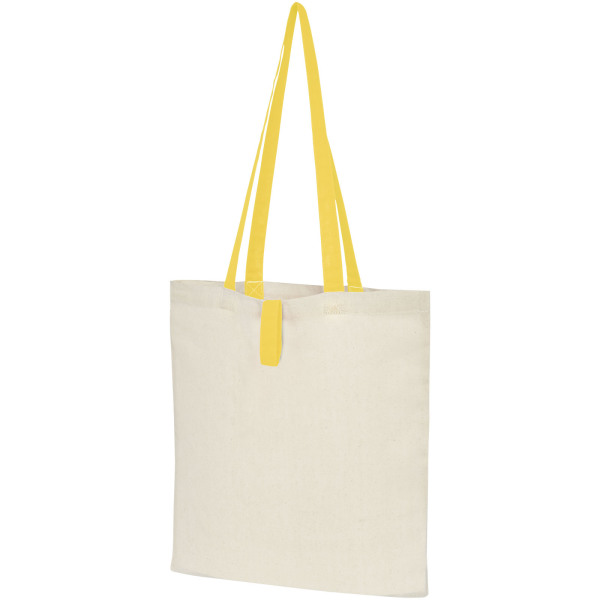 Nevada 100 g/m² cotton foldable tote bag 7L - Natural/Yellow